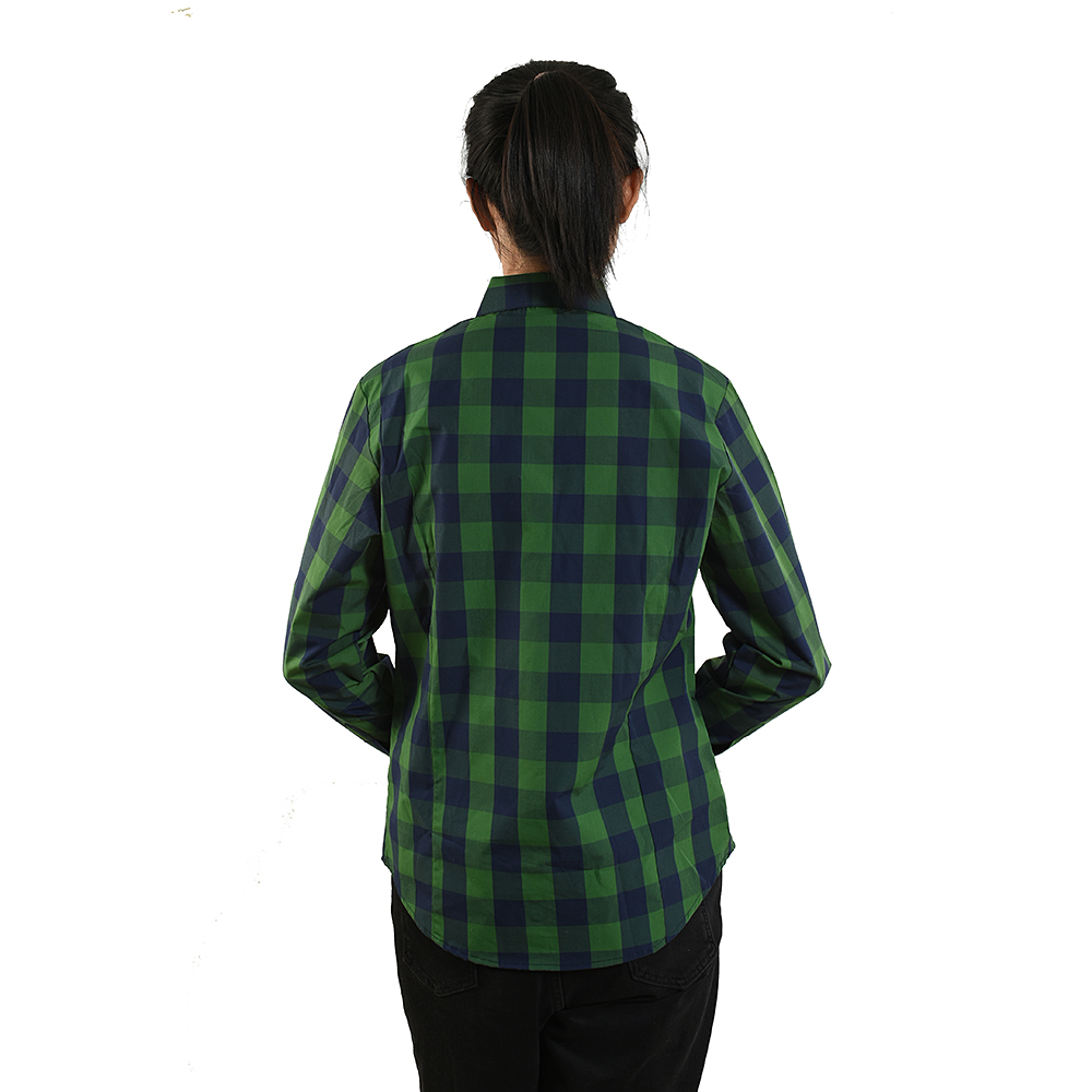 Plaid shirt sleeve detailing