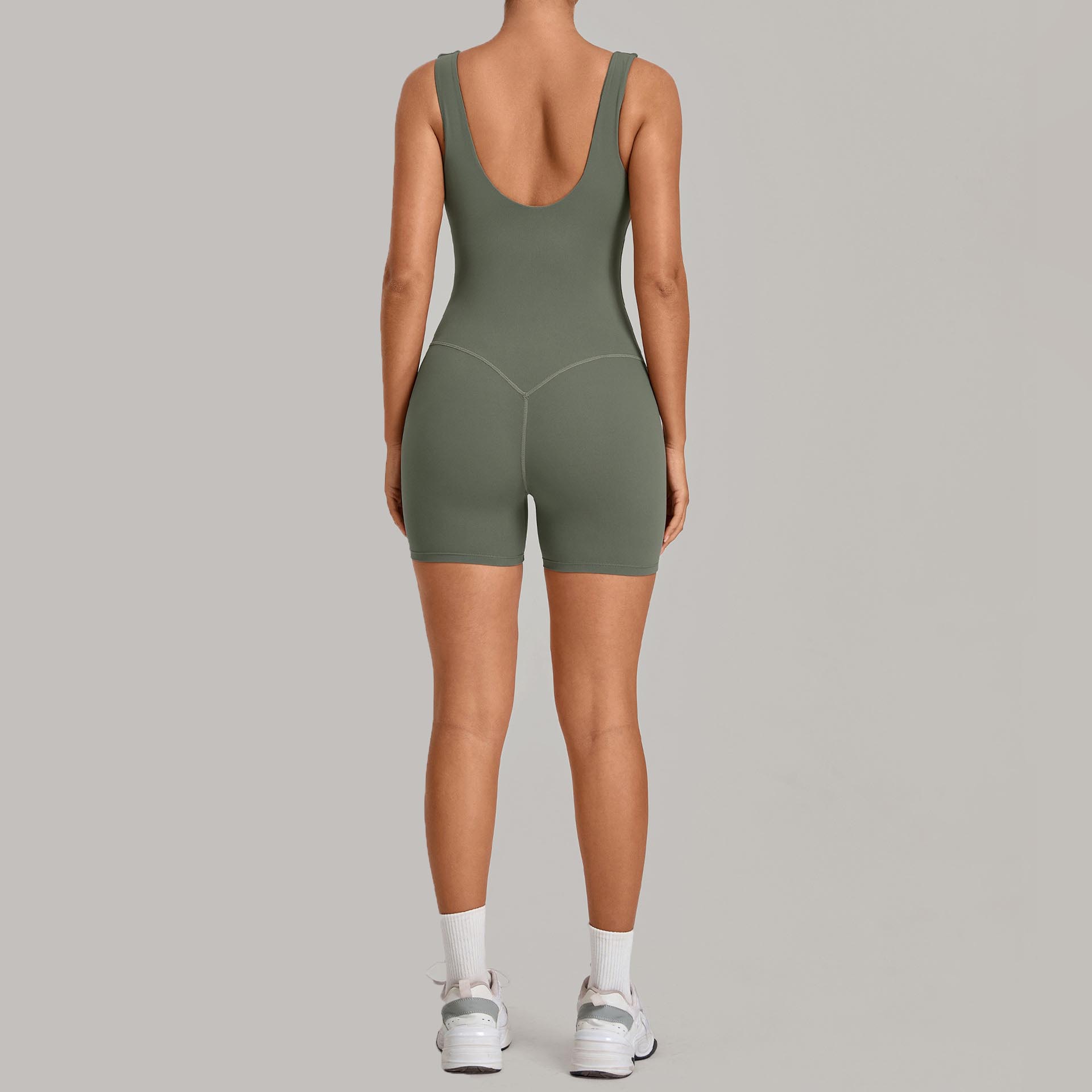 YIYI Women's V-Neck Backless Yoga Jumpsuit Built-in Bra One-piece Tight Sports Bodysuit Sleeveless Running Fitness Romper