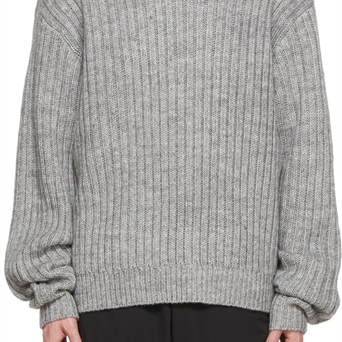 Custom Logo 100% Cotton Rib Sweater for Male Men's Winter Knitwear Casual Wear Pullover Vintage Gray Jumper Top