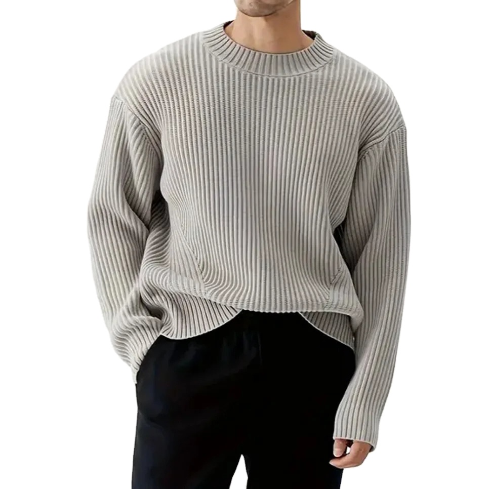 Custom Rib Men Knit Sweater Cotton Knitwear Solid Color Sweater Pullover Manufacturer Crew Neck Long Sleeve Knit Sweater Men