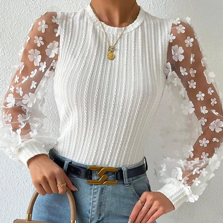 Summer Fashion Elegant Long Sleeve Casual Blouse Tops Custom Women Ladies Blouses