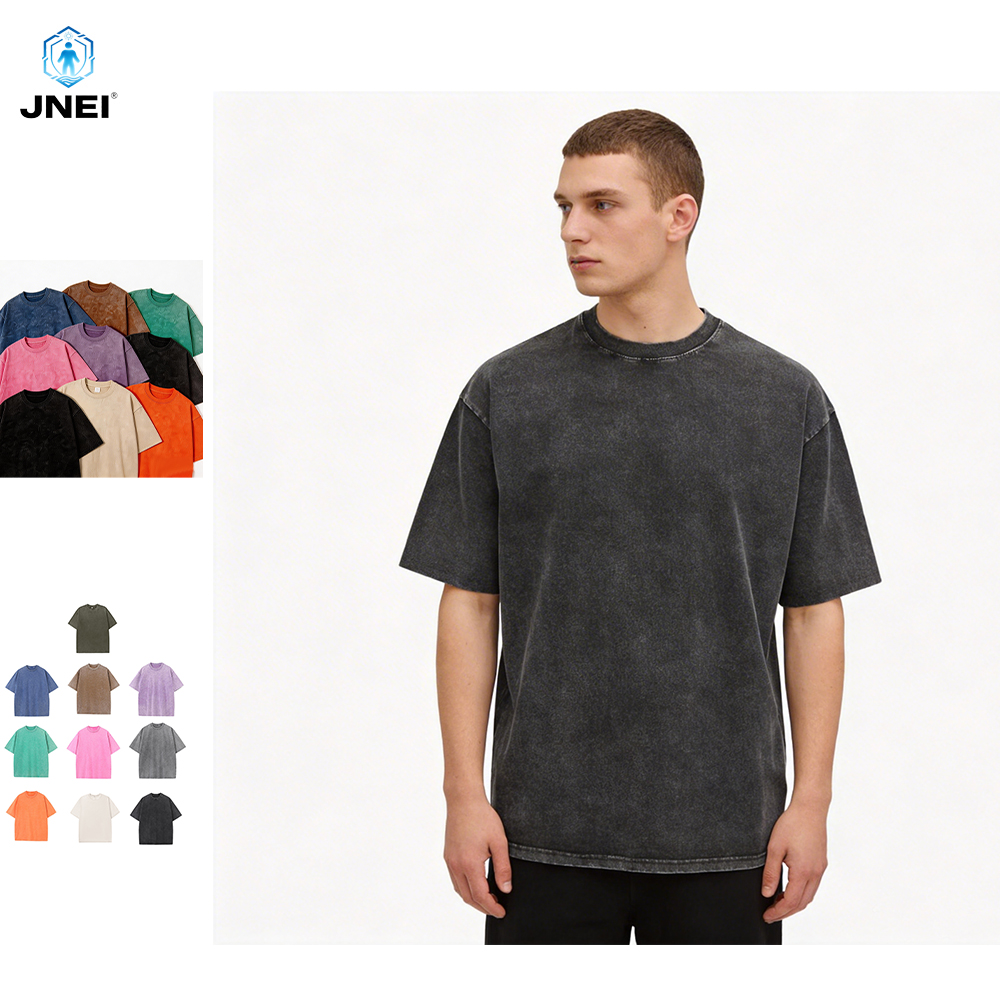 Custom Logo Vintage Acid Washed T Shirts Men Distressed Heavyweight Cotton Blank Oversized Tshirt 100% Cotton for Men's T-shirt