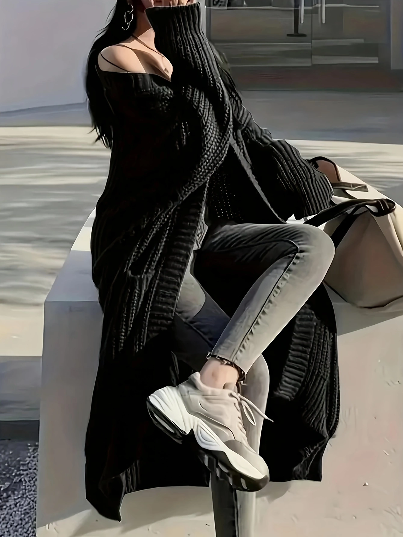 Custom Winter Thick Knit Sweater Top Long Sleeve Cardigan Coat Women's Casual Knitted Oversized Sweaters Manufacturers for Women