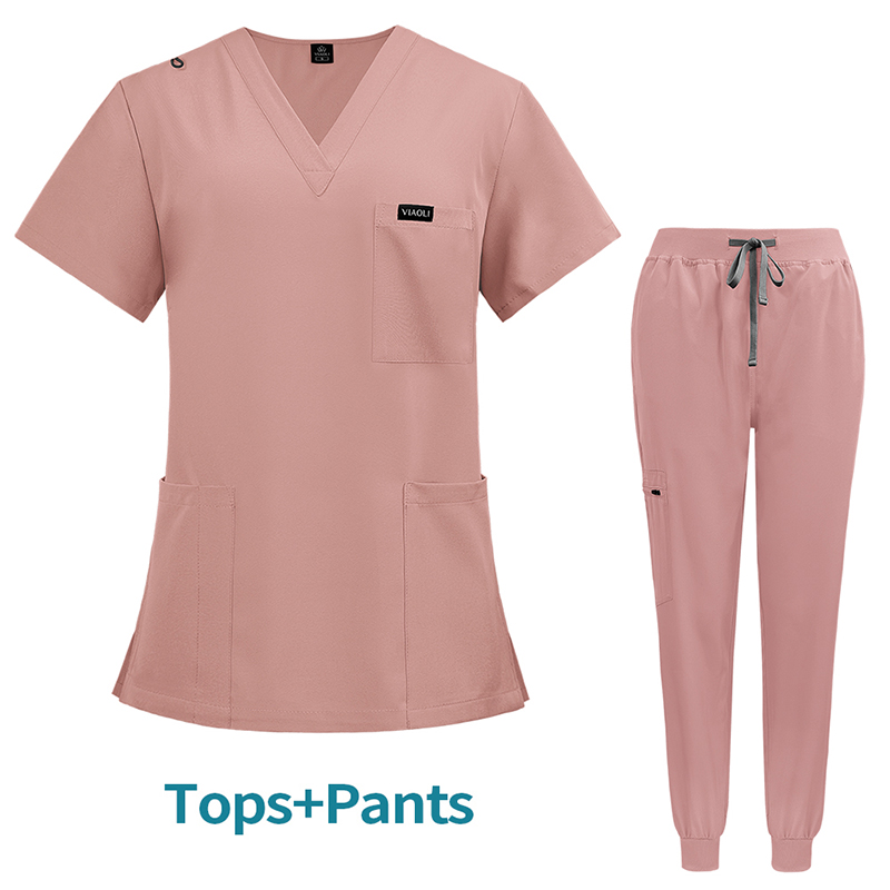 Best Quality Short Sleeve Scrubs Suits Uniforms 4 Way Nurse Hospital Uniforms Jogger Pants Medical Women's Nursing Scrubs Sets