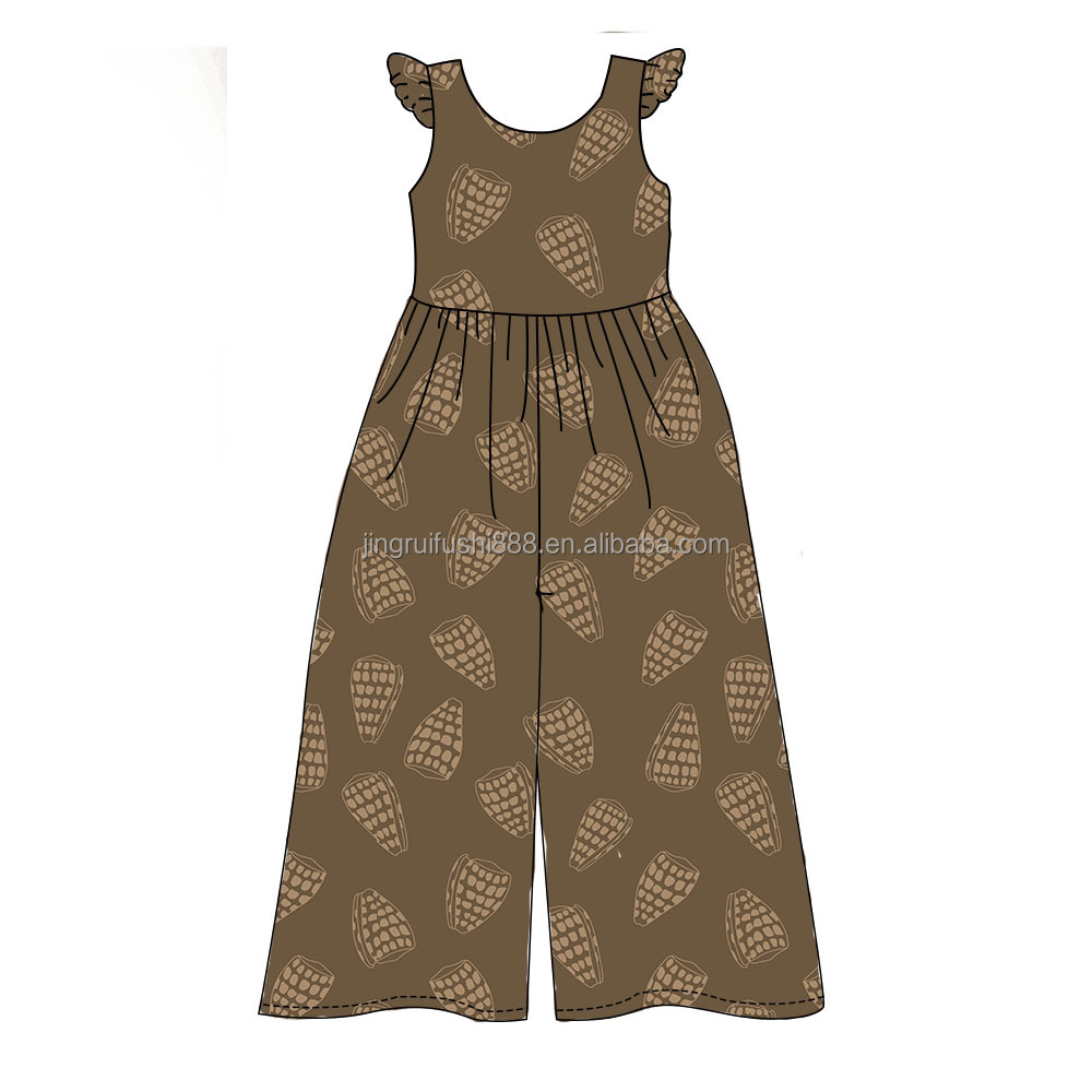 Custom Summer Baby Girls Romper Hawaii Printed Sleeveless Milk Silk Fabric Kids Girls Ruffle Straps Romper