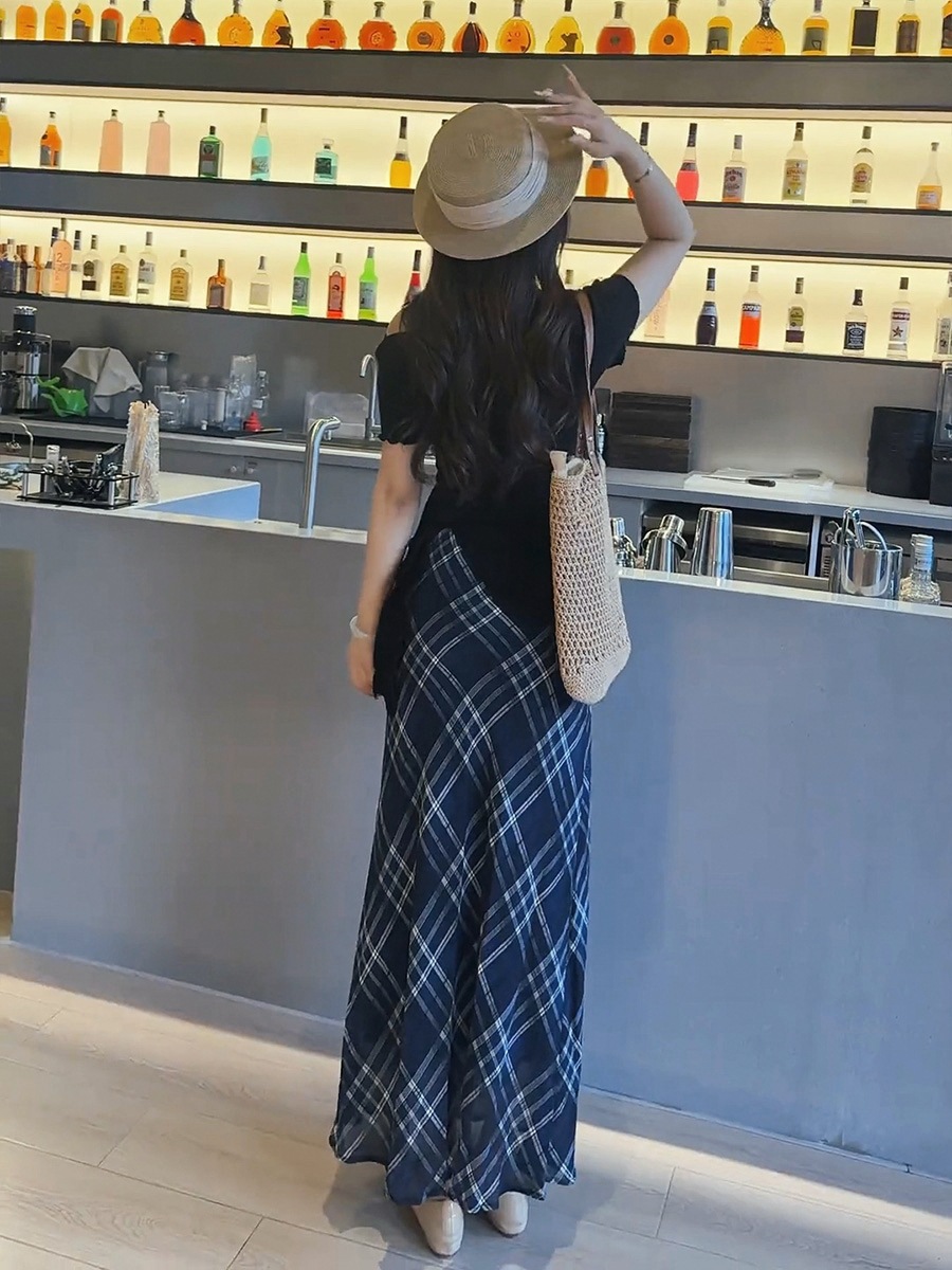 Women Spring Autumn Plaid Print Wrap Hips Skirts Fashion Ankle-Length Sexy Slim Pencil Skirts Preppy Style Girls Slit Midiskirt