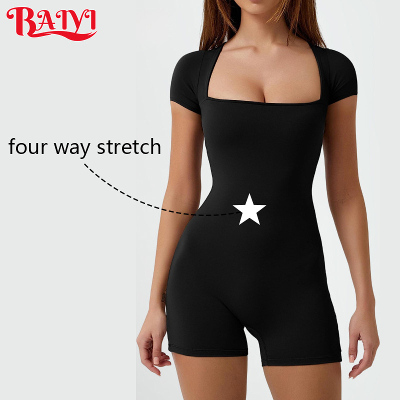 Custom Logo Backless Yoga Jumpsuit Butt Lifting Slim Fit Breathable Nylon Spandex Gym Fitness Workout One Piece Bodysuit