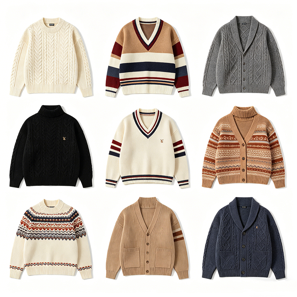 Custom Various Styles Women Pullover Cardigan Jacquard Design Knitwear Sweater For Ladies