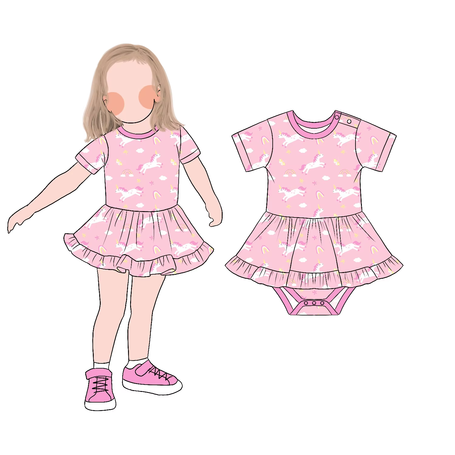 Latest New Design Trendy Skirted Romper Summer Sleeveless Ruffle Skirt Twirl Romper with Snaps Design Little Girl Clothing
