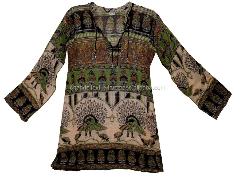 Indian Shirt Us Blouse Long Sleeve Women Tops Ladies Casual Kurti Tunic Floral Animals Bollywood Cotton Blouse Tunic Top Kurtis