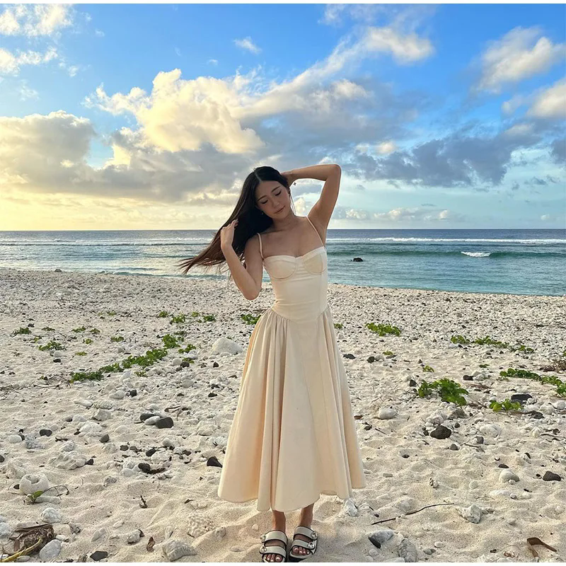 Summer Chic Square Collar Sleeveless Maxi Vestidos Luxury Dresses Elegant Fashion Female Evening Party Dresses for Women