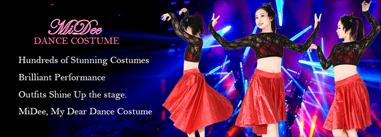 Contemporary Sequins Midi Top With Skirt Dance Costumes for Women