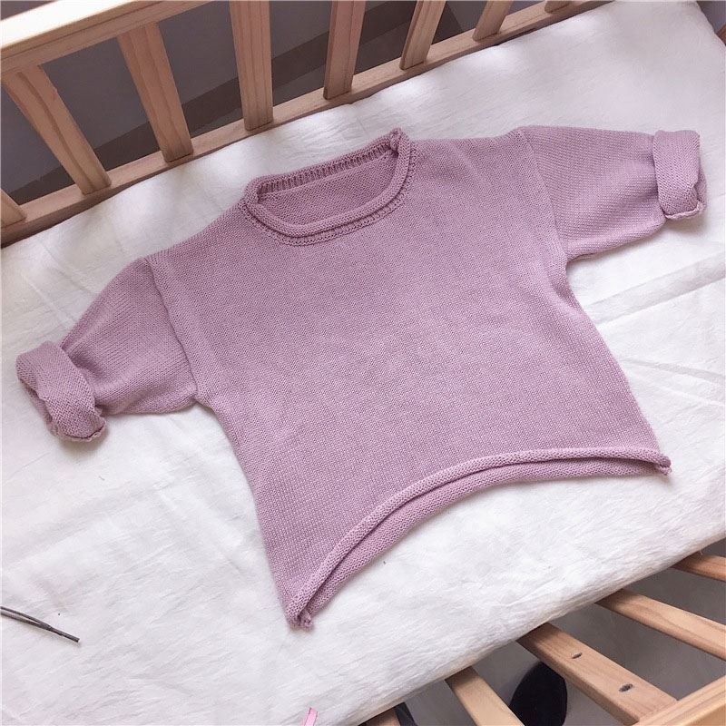 Wholesale Custom Logo Different Colors Solid Organic Cotton Knit Jersey Baby Toddler Monogram 7GG Embroidery Roll Neck Sweater