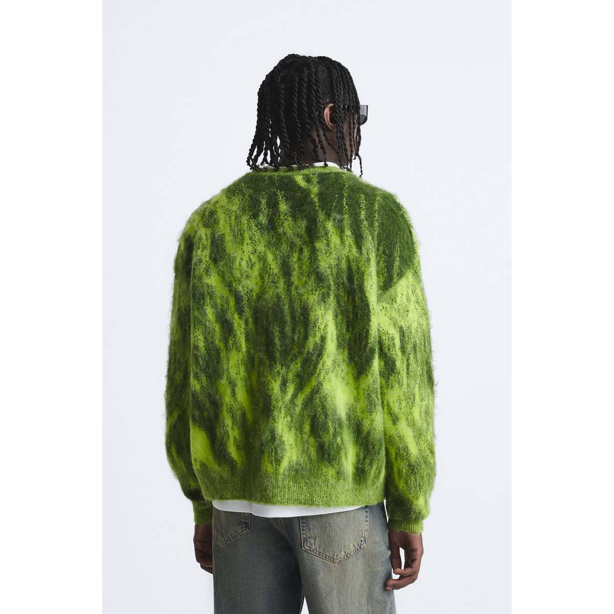 Custom Design OEM Mohair Sweater Men Fuzzy Long Sleeve Casual Knitwear Winter Jacket Knitted Jumper Cardigan Mohair Knit Sweater