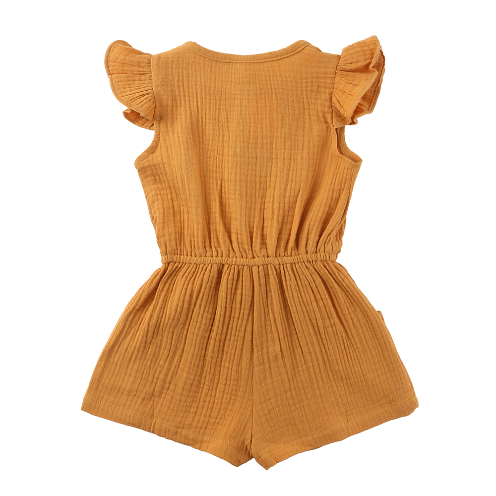 One Piece Kids Girls Summer Romper Linen Cotton Breathable Toddler Clothing Plain Color Sleeveless Rompers Kids Girls Clothes