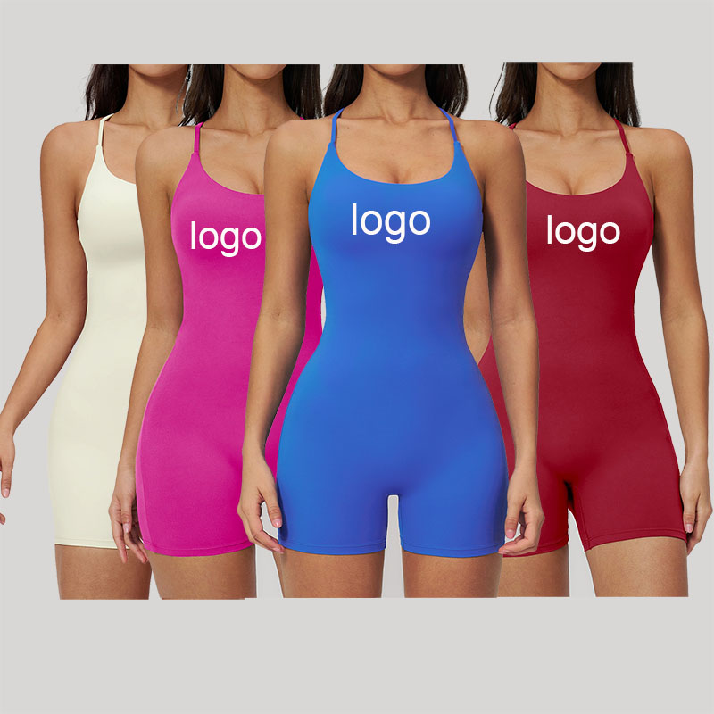 Women's Backless Yoga Onesie Custom Logo Jumpsuit Tummy Control One Piece Bodysuit