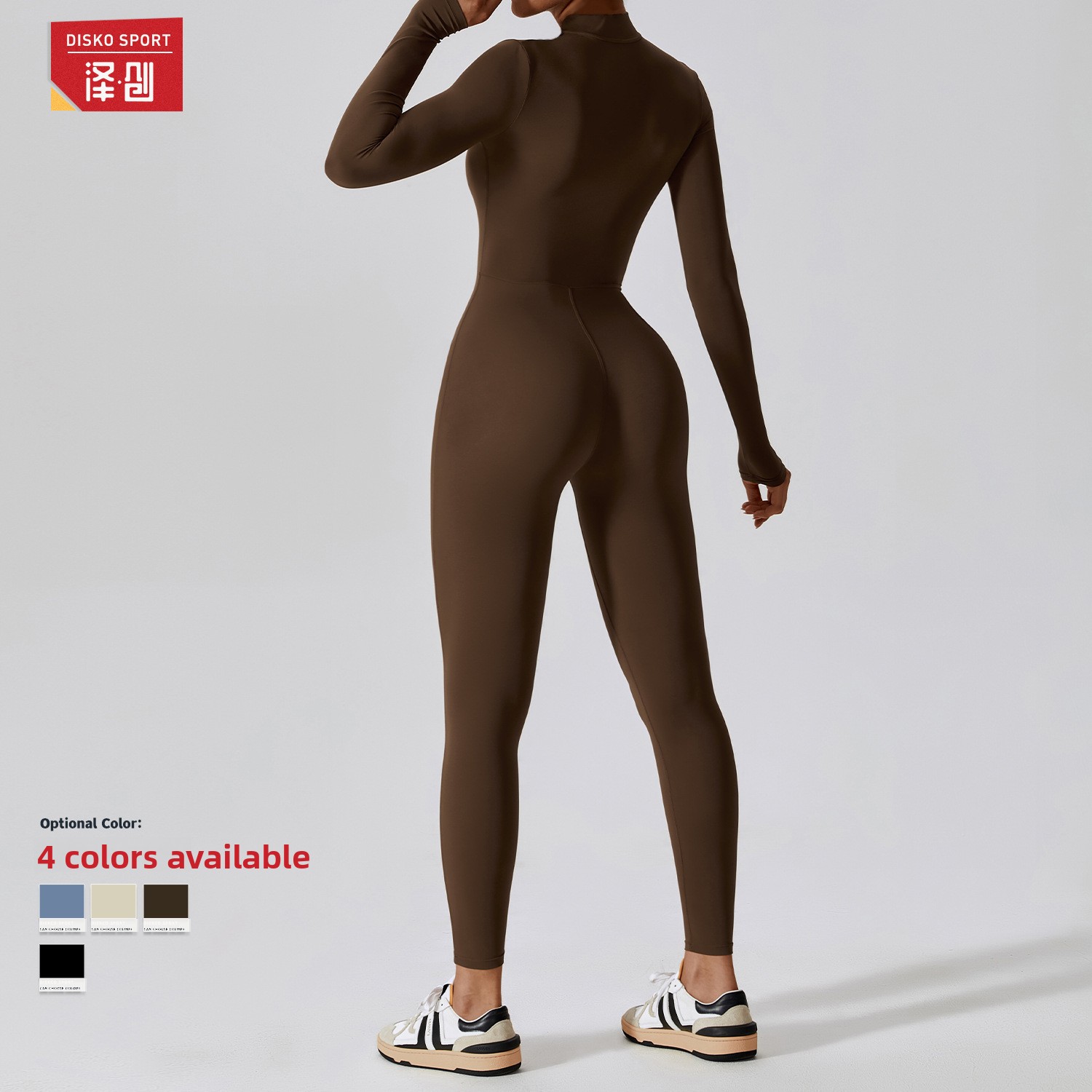 Yali European American Spandex/Nylon Zipper Solid Long-Sleeved Sweat-Wicking Yoga Suit 2-Piece Set High-Intensity Fitness