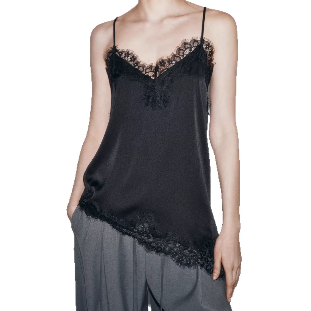 Womens Summer New Arrival Sassy Sexy Lace Embroidered Anti-Bacterial Patchwork Camisole