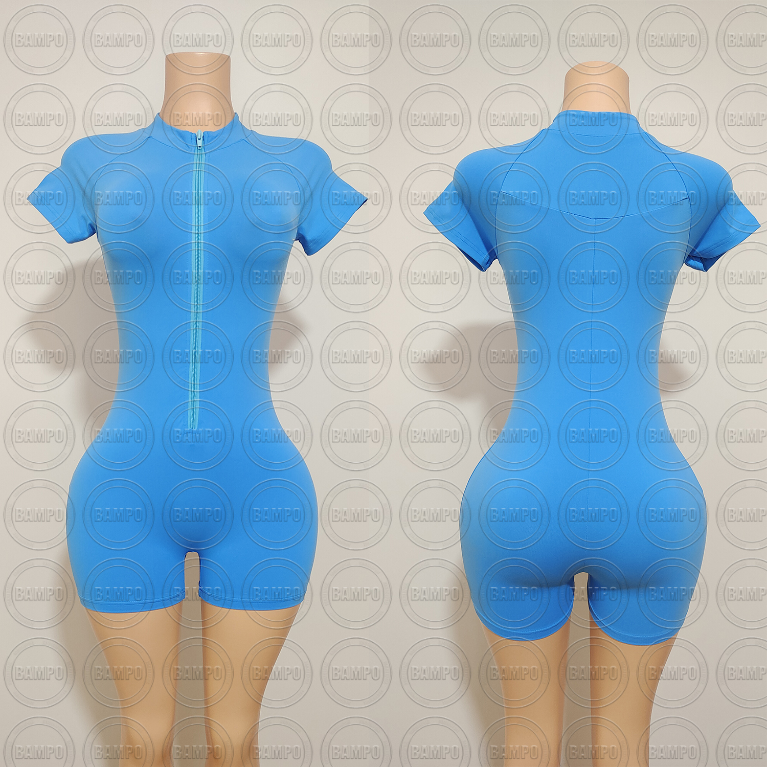 Summer Jumpsuit Women Custom Casual Workout Spandex Bodycon Onesie Zip up One Piece Yoga Gym Fitted Bodysuit Rompers for Women
