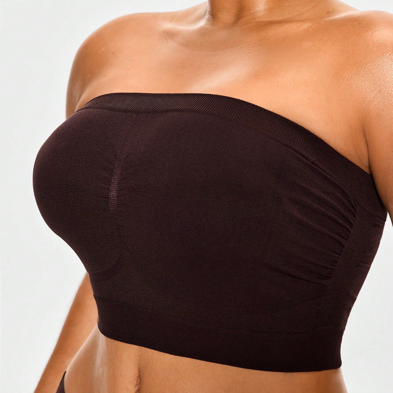 Plus-size Double-layered Strapless Bandeau for Women, Invisible Bralette