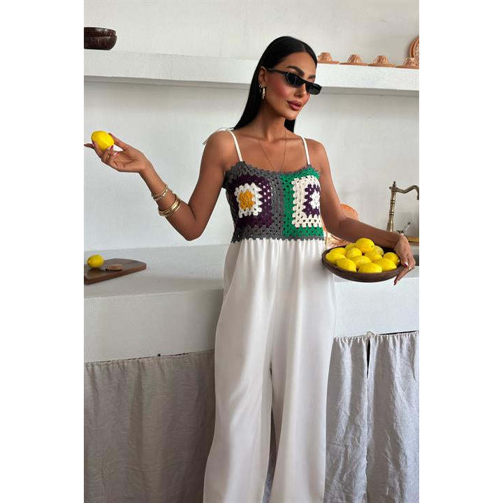 Jasmin Szneli Linen Bohemian Jumpsuit 1280-08 Front View