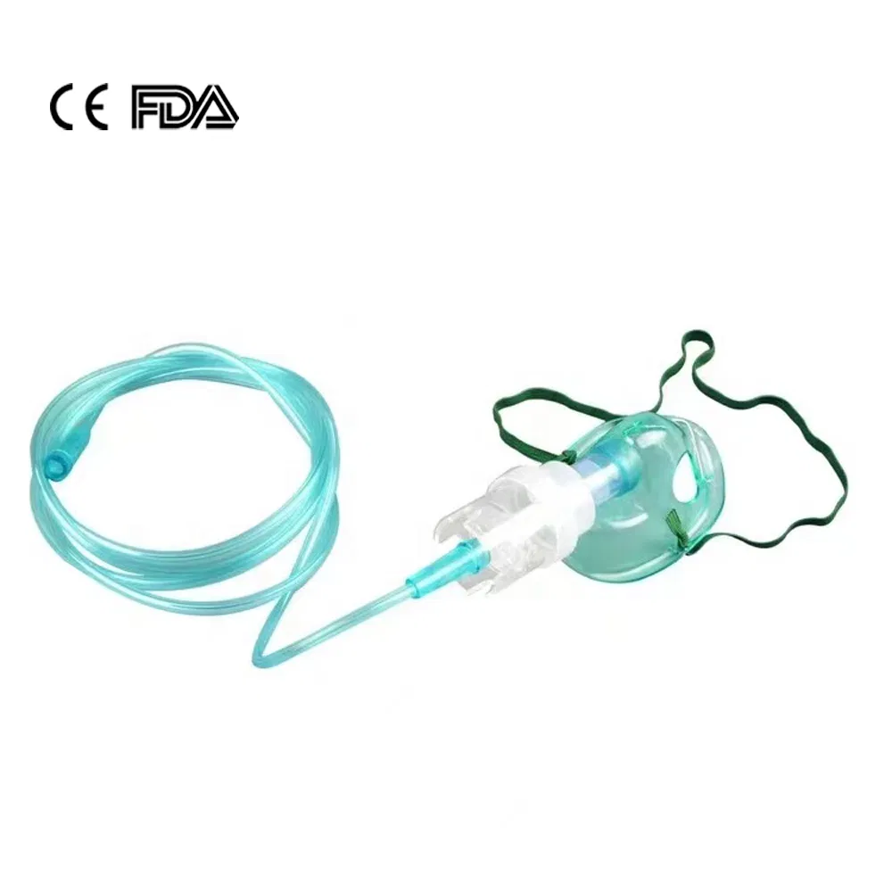 Kit de Máscara Nebulizadora de Oxigênio Cirúrgico Médico Descartável com Tubulação para Adultos, Pediátricos, Crianças para Uso Doméstico Verde