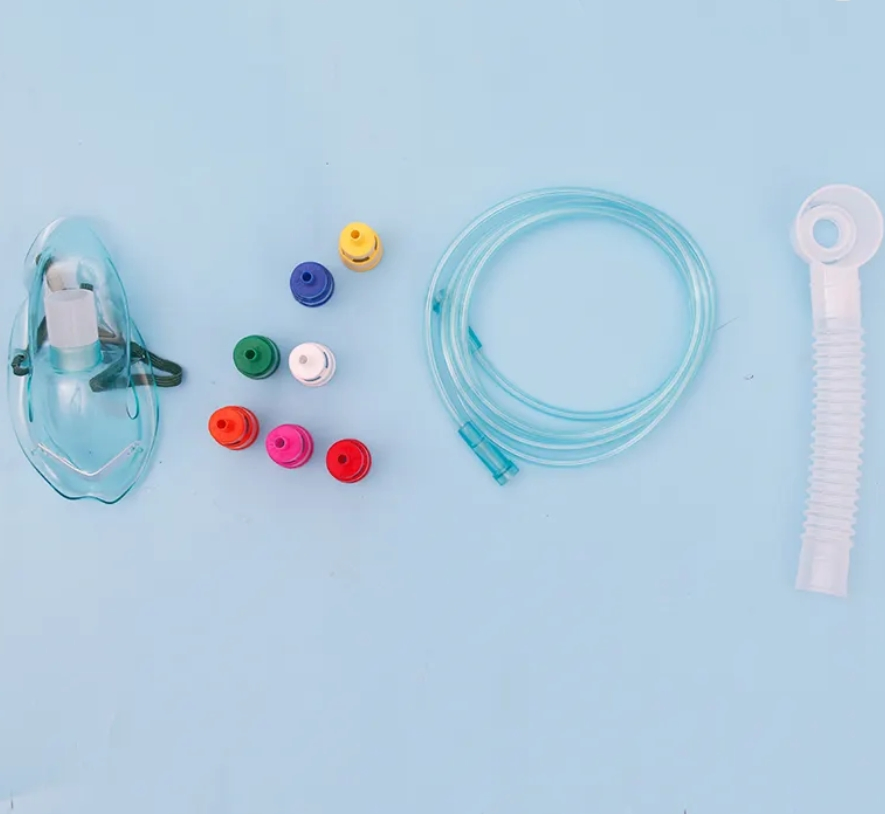 Máscara de Oxigênio Infantil Descartável com Tubo Resistente à Compressão, Alongada Sob o Queixo 2m