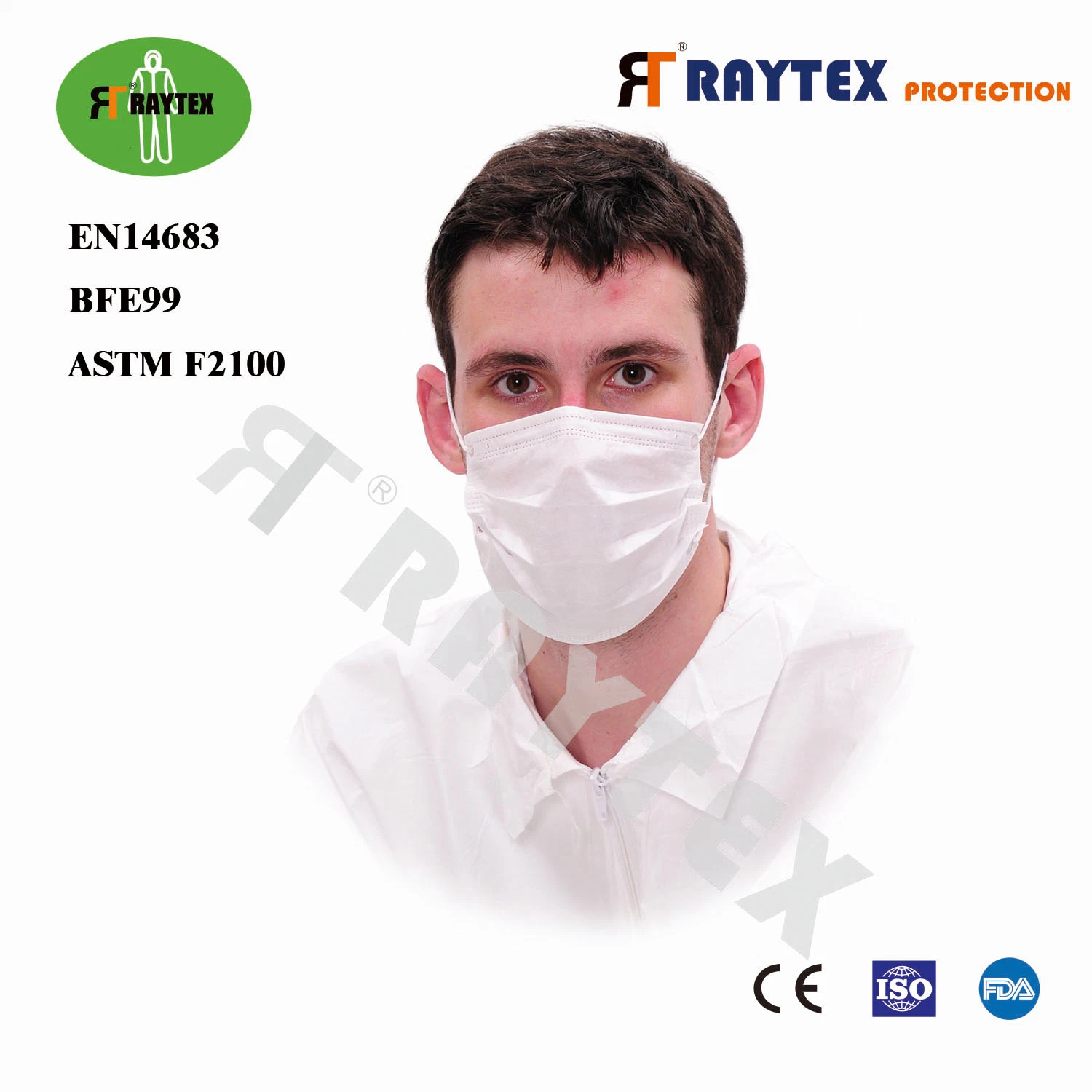 Máscara Facial Descartável de Proteção Médica Não Tecida de Hospital Cirúrgico 3 Camada Máscara de Papel para Poeira Dental 3ply Máscara Facial Descartável com Alças Elásticas/Amarrar