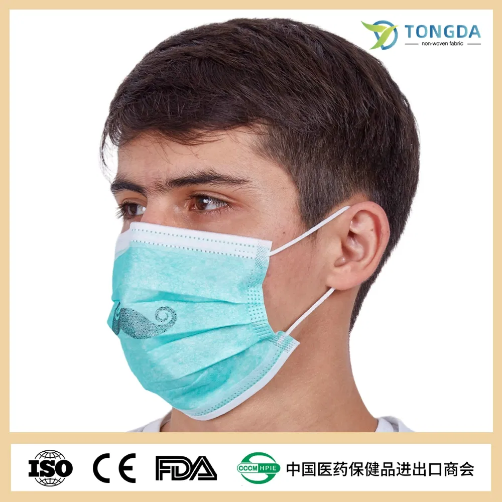 Vendas diretas de fábrica profissional Máscara facial descartável impressa ASTM F2100 Level3 3ply Máscara cirúrgica