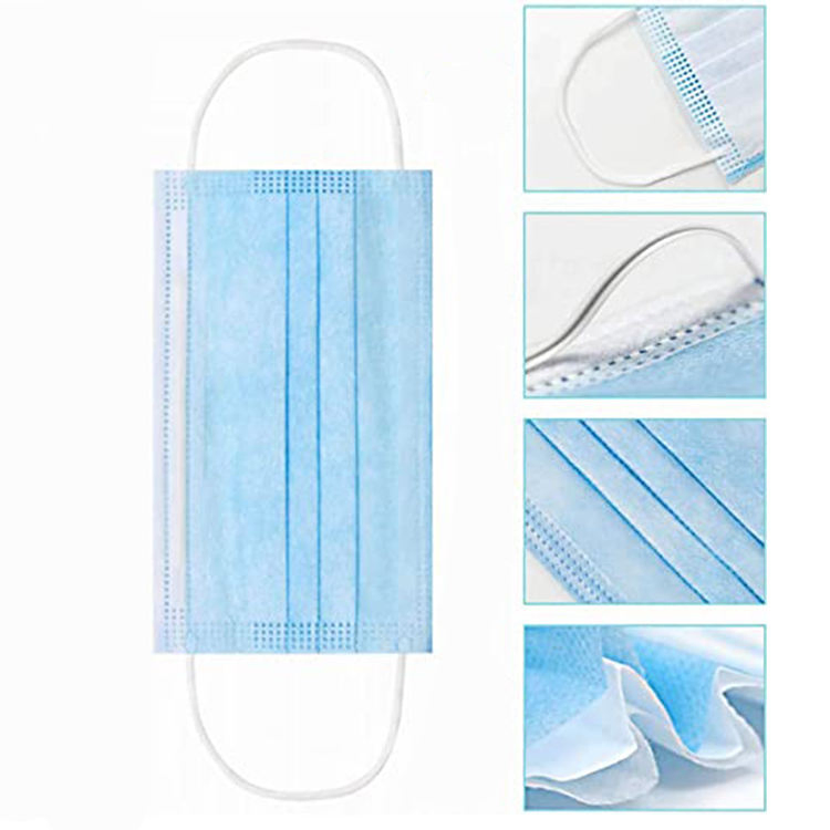 3 Camada Azul Branca Máscara Protetora Médica Não Tecido Máscara Descartável Tipo Cirúrgico Máscara Facial com Alças para as Orelhas (YQD1-3)