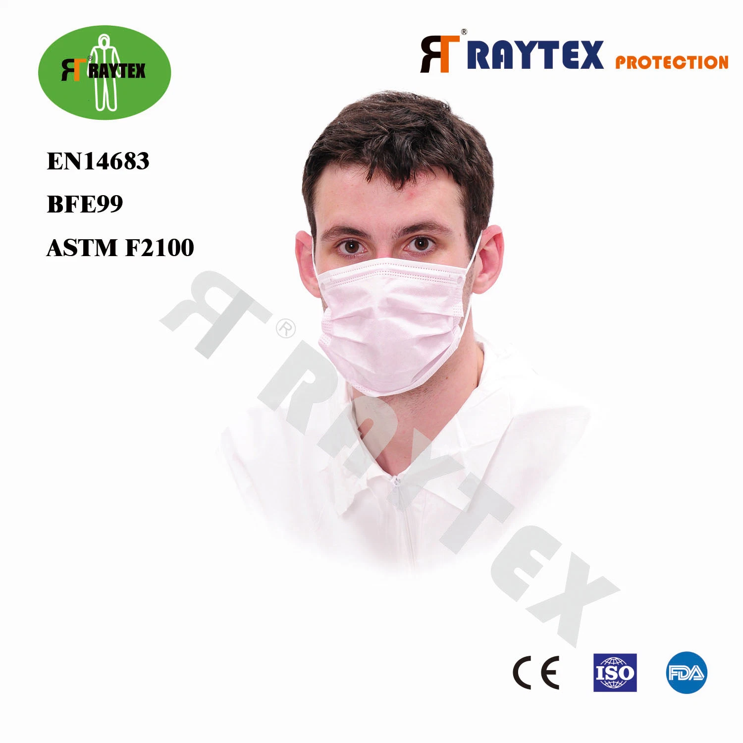 Máscara Facial Descartável de Proteção Médica Não Tecida de Hospital Cirúrgico 3 Camada Máscara de Papel para Poeira Dental 3ply Máscara Facial Descartável com Alças Elásticas/Amarrar
