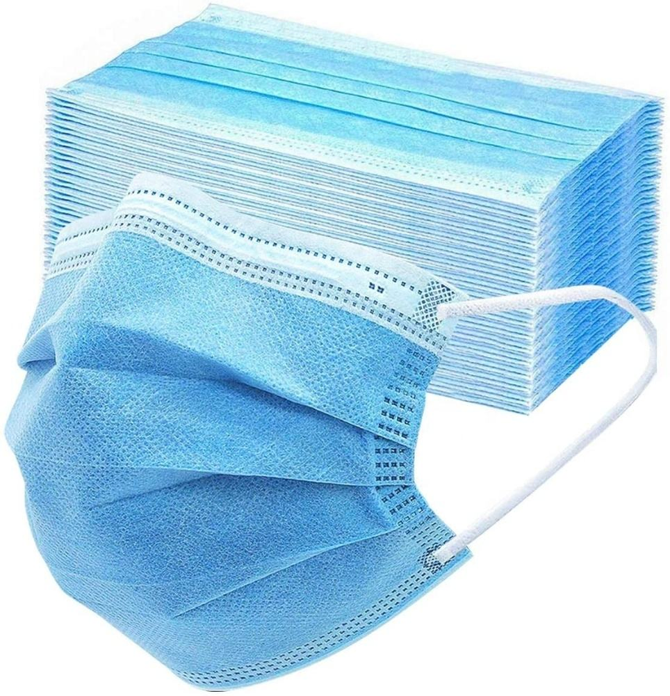 3 Camada Azul Branca Máscara Protetora Médica Não Tecido Máscara Descartável Tipo Cirúrgico Máscara Facial com Alças para as Orelhas (YQD1-3)