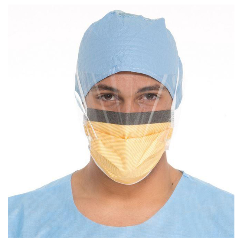 Máscara facial cirúrgica descartável médica antiembaçante com visor e proteção ocular