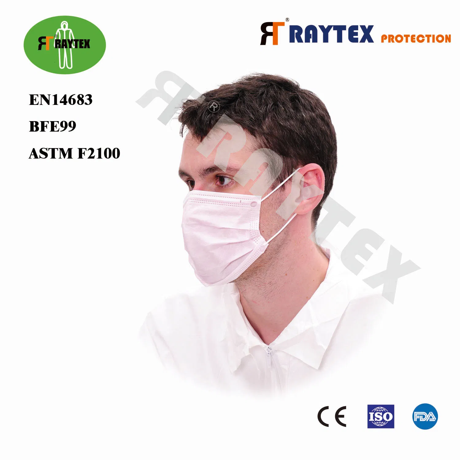 Máscara Facial Descartável de Proteção Médica Não Tecida de Hospital Cirúrgico 3 Camada Máscara de Papel para Poeira Dental 3ply Máscara Facial Descartável com Alças Elásticas/Amarrar