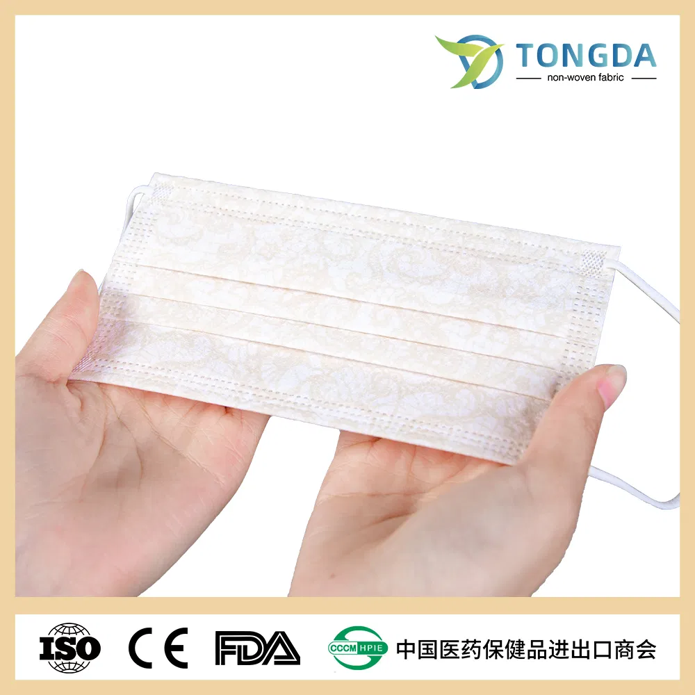 3 Camada Máscara Facial Descartável Resistente a Fluídos Máscara Médica Descartável Não Têxtil