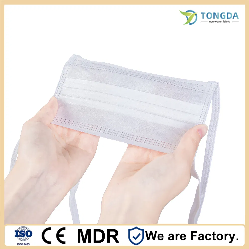 Tecido não tecido descartável para máscara facial de grau médico com laços Máscara protetora 3 Ply máscara cirúrgica médica descartável antiembaçante