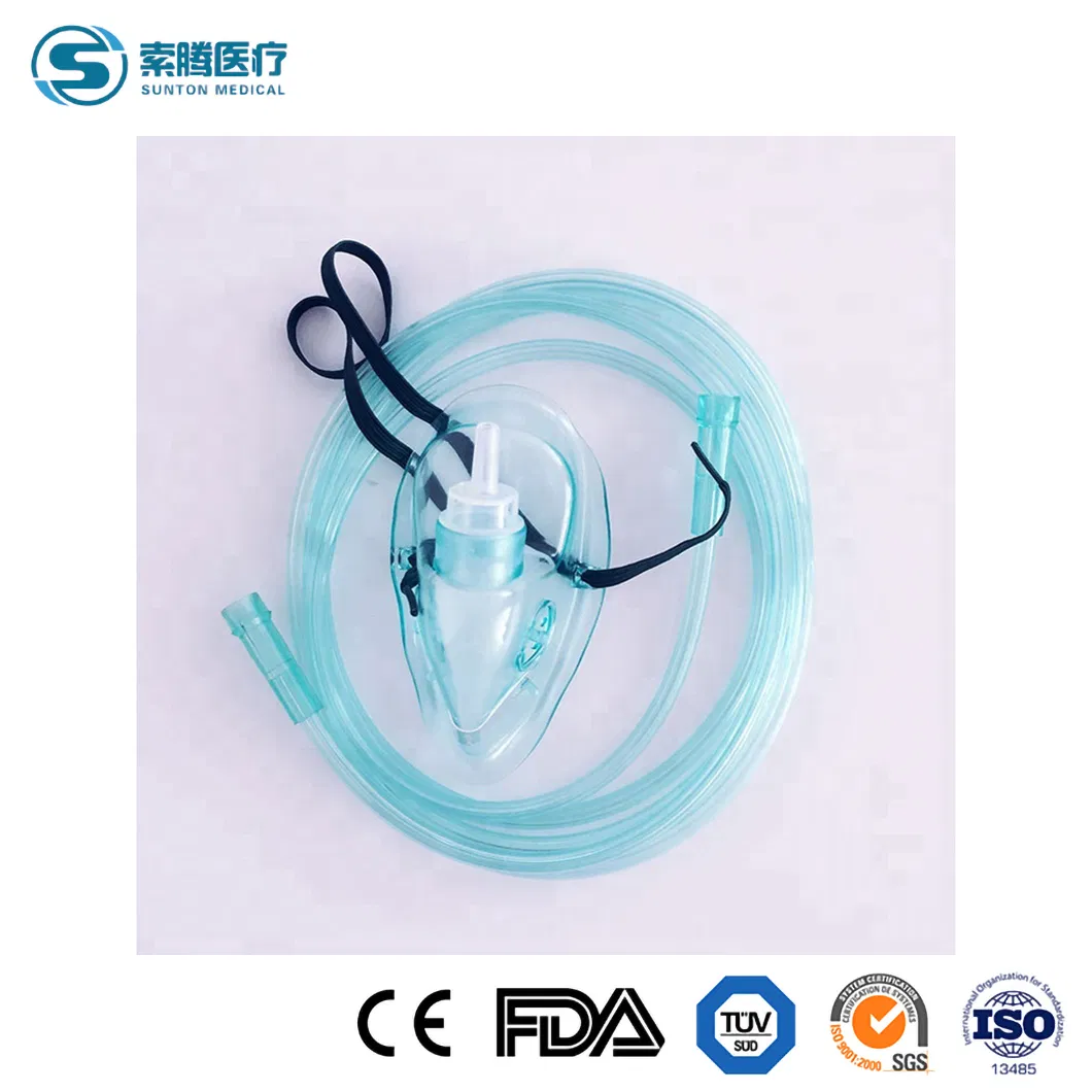 Fornecedor de Máscara Laríngea de PVC Sunton China Máscara Facial de Oxigênio para Adultos Bocal de Concentração Cue Cirúrgico Aprovado pelo ISO 200cm Comprimento Único Estéril Máscara de Oxigênio Barata