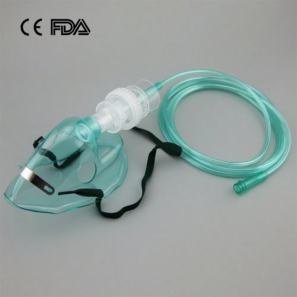 Kit de Máscara Nebulizadora de Oxigênio Cirúrgico Médico Descartável com Tubulação para Adultos, Pediátricos, Crianças para Uso Doméstico Verde