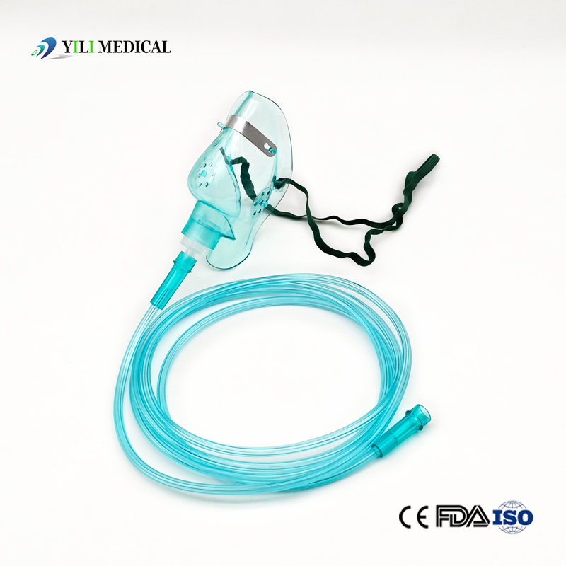 Máscaras de Oxigênio Médicas Simples Descartáveis Portáteis para Adultos e Pediátricos, Máscara de Anestesia de PVC Não Reinalante para Emergências