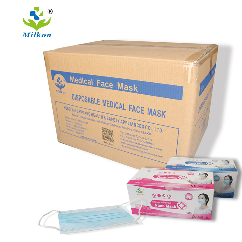 En14683 Máscaras Faciais Cirúrgicas Descartáveis para Adultos com Alças de Orelha Tipo Iir, Cor Azul e Branca, Logotipo Personalizado 3 Máscara de Ply