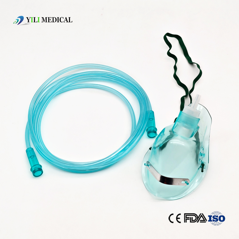 Máscaras de Oxigênio Médicas Simples Descartáveis Portáteis para Adultos e Pediátricos, Máscara de Anestesia de PVC Não Reinalante para Emergências