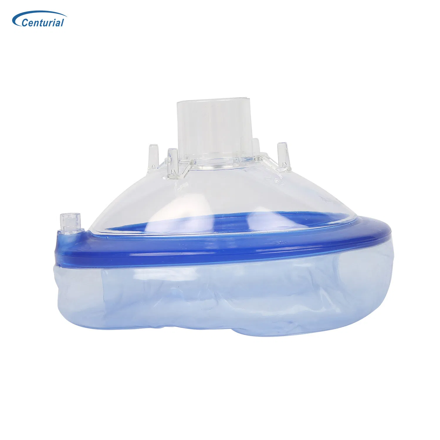 Máscara facial de anestesia descartável em PVC médico com almofada de ar macia para oxigênio