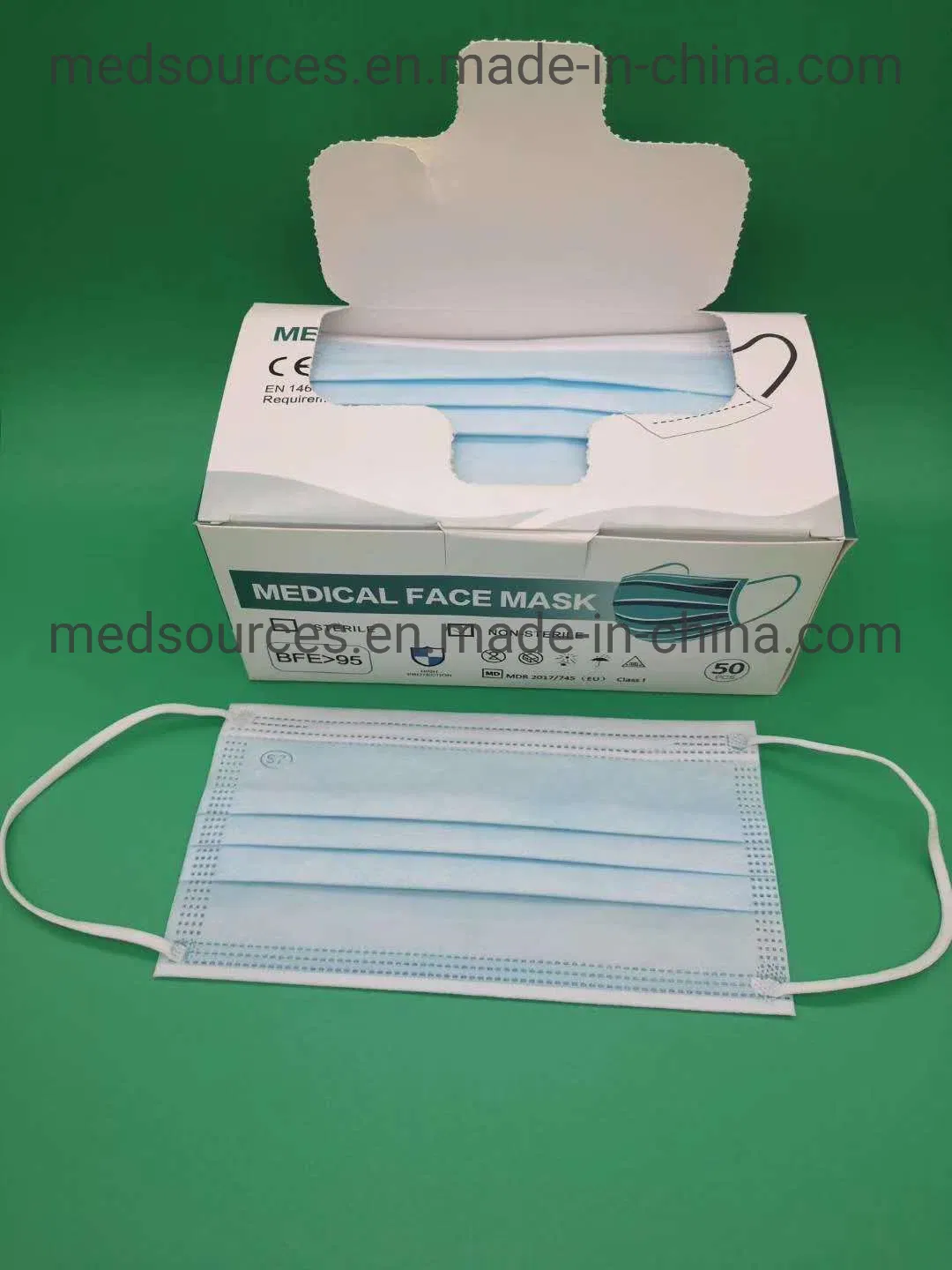 Máscara Facial Descartável de Papel de Carbono Ativado Não Tecido de Segurança Médica Hospitalar com Laços de Orelha Elásticos/Amarrar 3ply