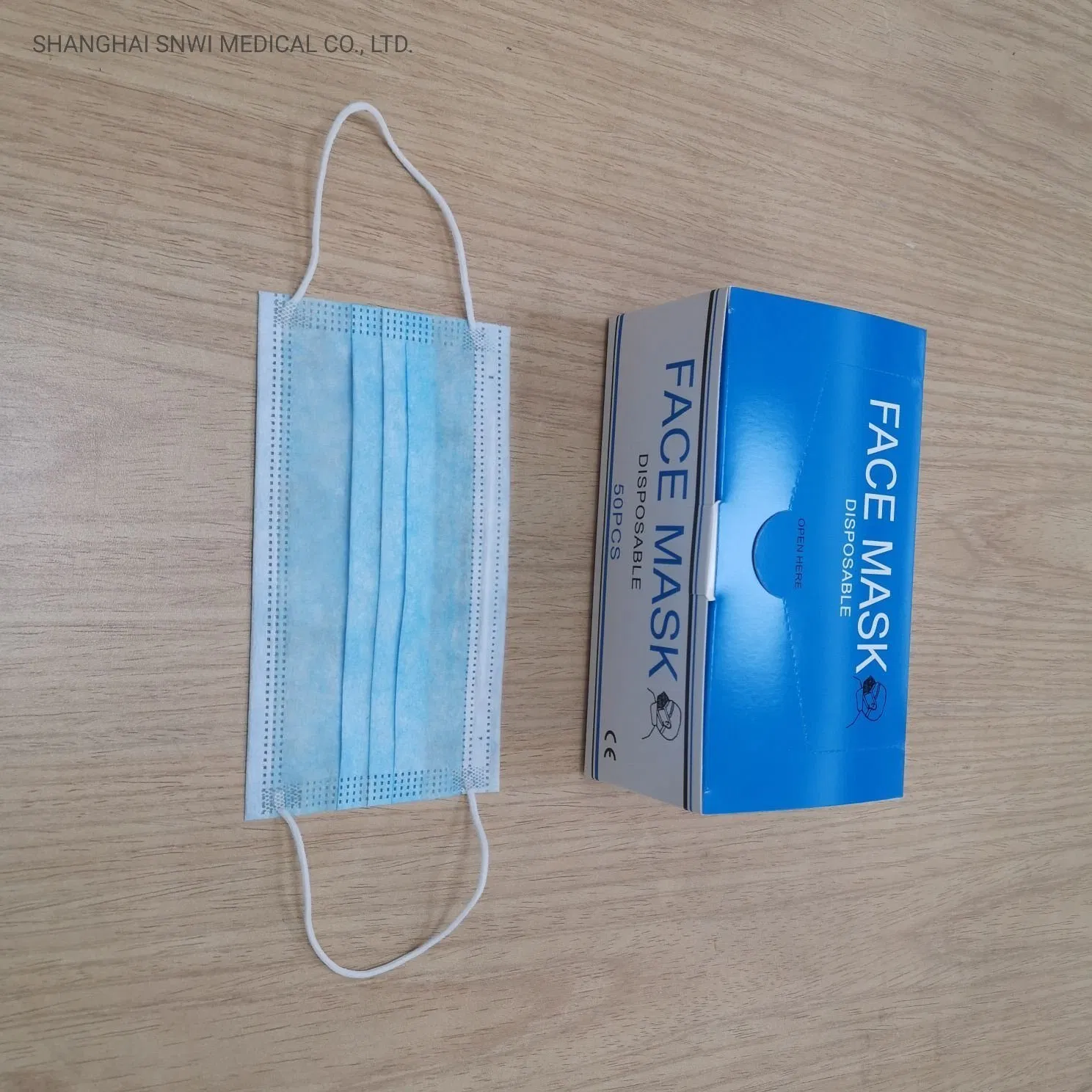 Certificação CE e ISO Máscara Facial Protetora Descartável Não Tecido Cirúrgica 3ply