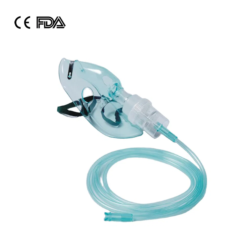 Kit de Máscara Nebulizadora de Oxigênio Cirúrgico Médico Descartável com Tubulação para Adultos, Pediátricos, Crianças para Uso Doméstico Verde