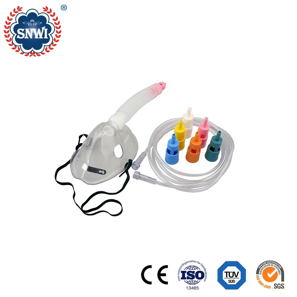 Máscara de Oxigênio para Traqueostomia Cirúrgica Descartável para Adultos e Pediátricos com Conector de Rotação 360