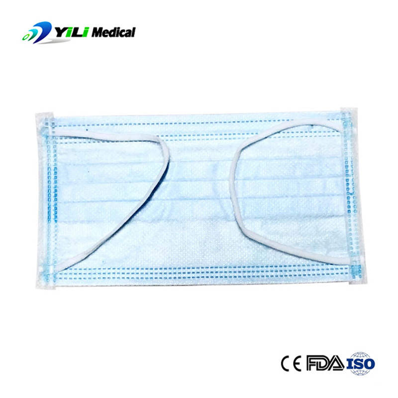Máscara Facial Descartável Não Tecida de Hospital Cirúrgico com Alças Elásticas para as Orelhas 3ply