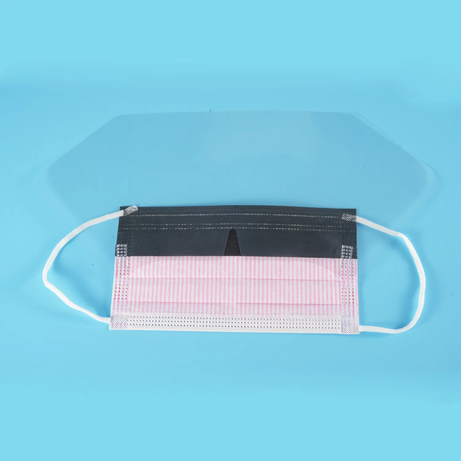 Tie-on Type Iir Surgical Mask with Integrated Anti-Fog Visor Black Foam Nose Seal for Dental Use