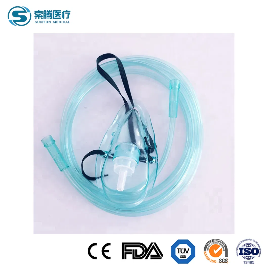 Fornecedor de Máscara Laríngea de PVC Sunton China Máscara Facial de Oxigênio para Adultos Bocal de Concentração Cue Cirúrgico Aprovado pelo ISO 200cm Comprimento Único Estéril Máscara de Oxigênio Barata