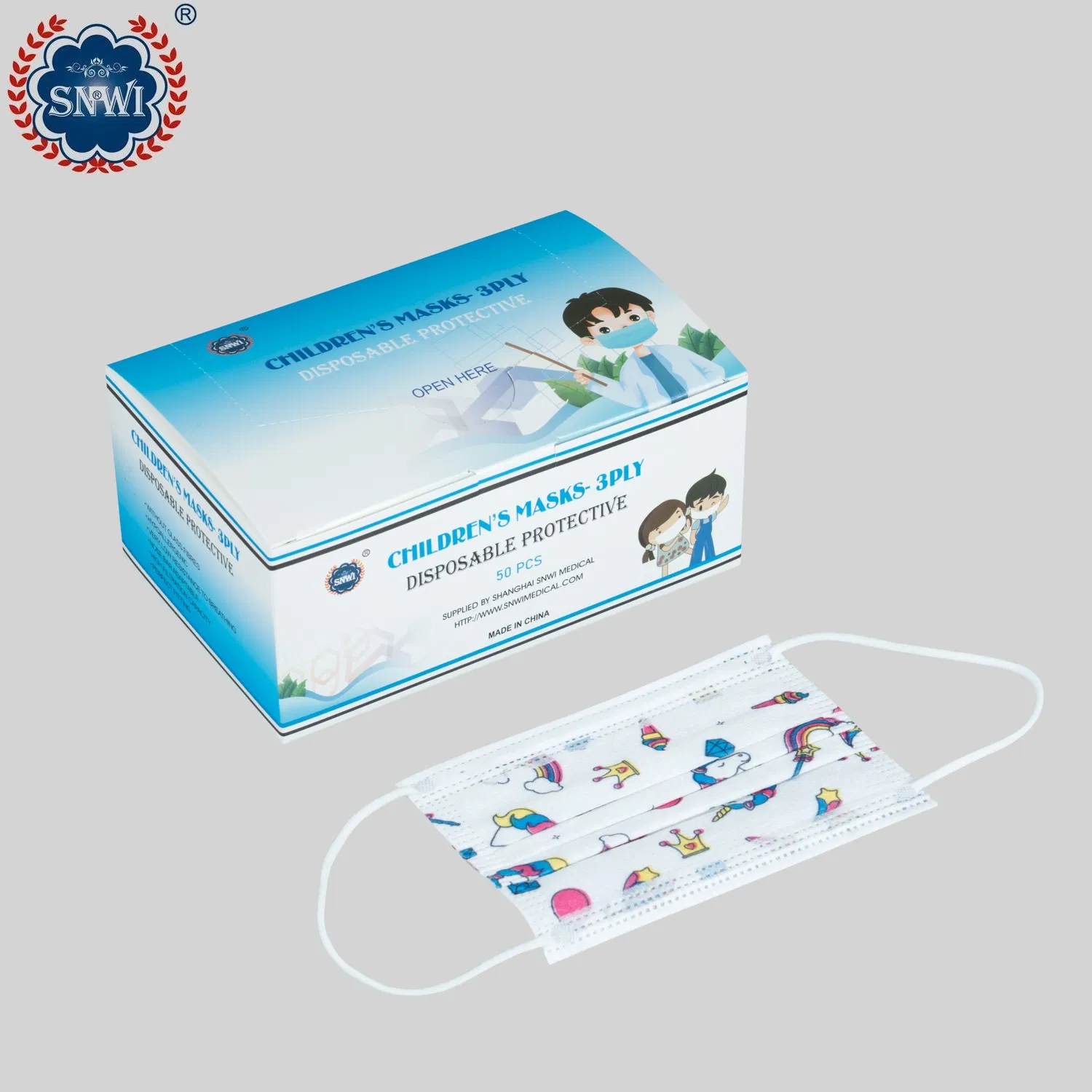 Máscara Cirúrgica Protetora Médica Descartável Não Tecida 3ply com Alças Elásticas para as Orelhas/Amarrar Usada em Hospital